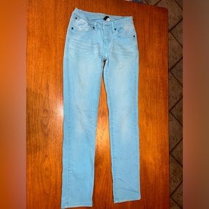 One green elephant | bright blue jeans | size 4